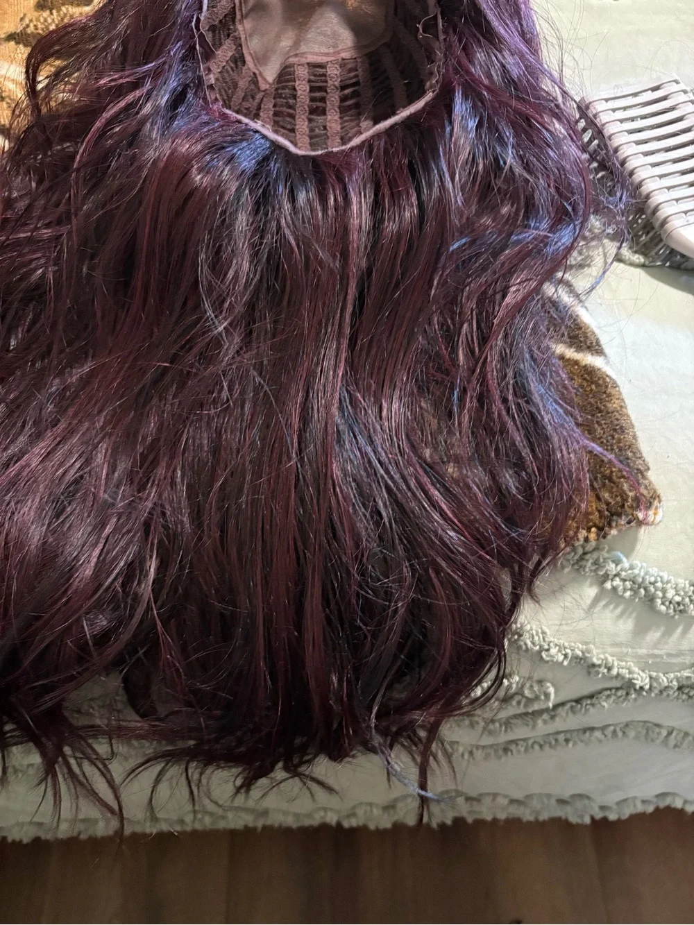 Soma Long Layered Wig with Burgundy Highlights